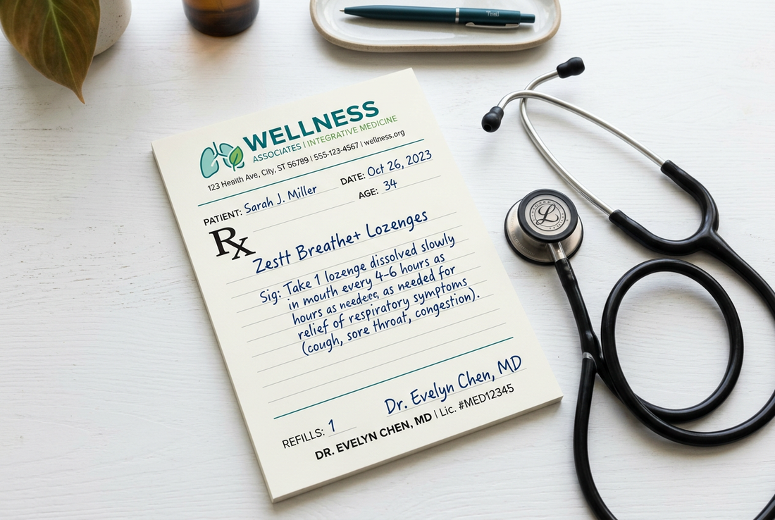 Doctor's prescription with Zestt Breathe+ lozenges